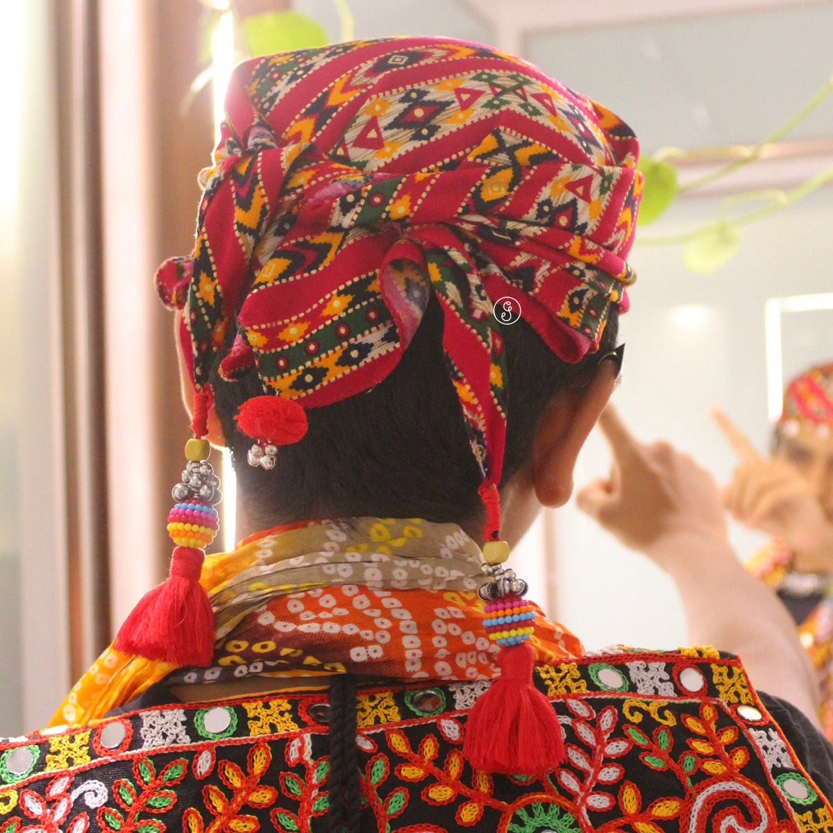 Red & Multicoloured Festive Kids Bandana