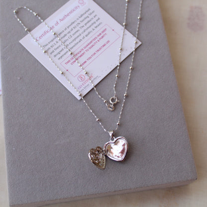 92.5 Pure Silver Chain With Secret Heart Pendant