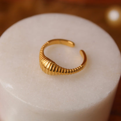 Elegant Golden Anti-Tarnish SS Adjustable Ring