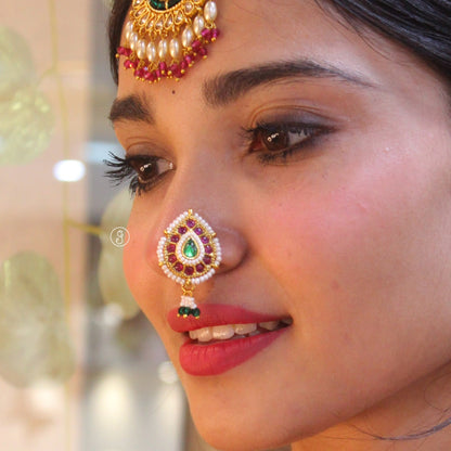 Royal Pearl & Stone Press-On Nose Pin