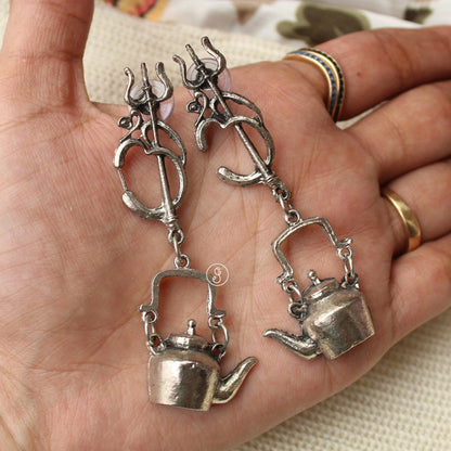 Uniquely Designed Kettle & OM Embossed Earrings