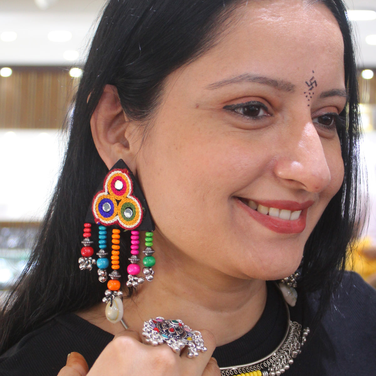 Stunning Multicoloured Embroidered Necklace Set