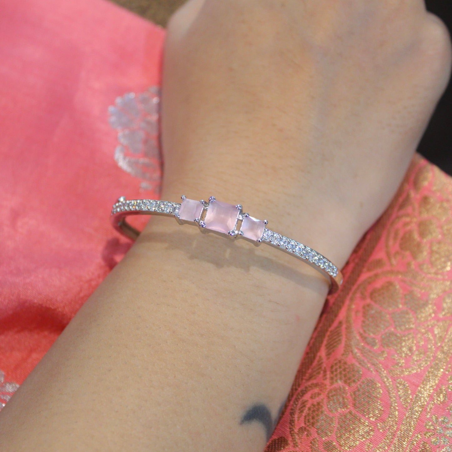 Elegant Silver-Toned CZ Bracelet