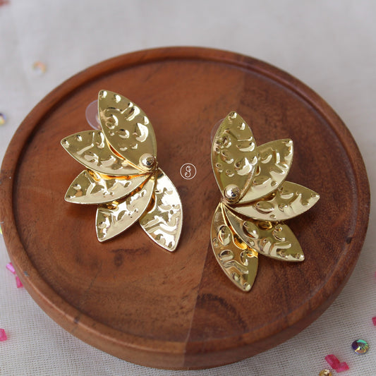 Stunning Leafy Golden Anti-Tarnish Earrings