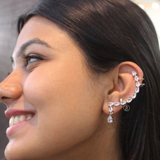 Silver Toned Aurora Drop AD Ear Cuff (Single Piece)