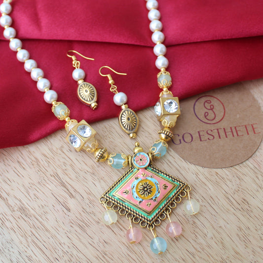 Multicolour Beads Work Necklace Set