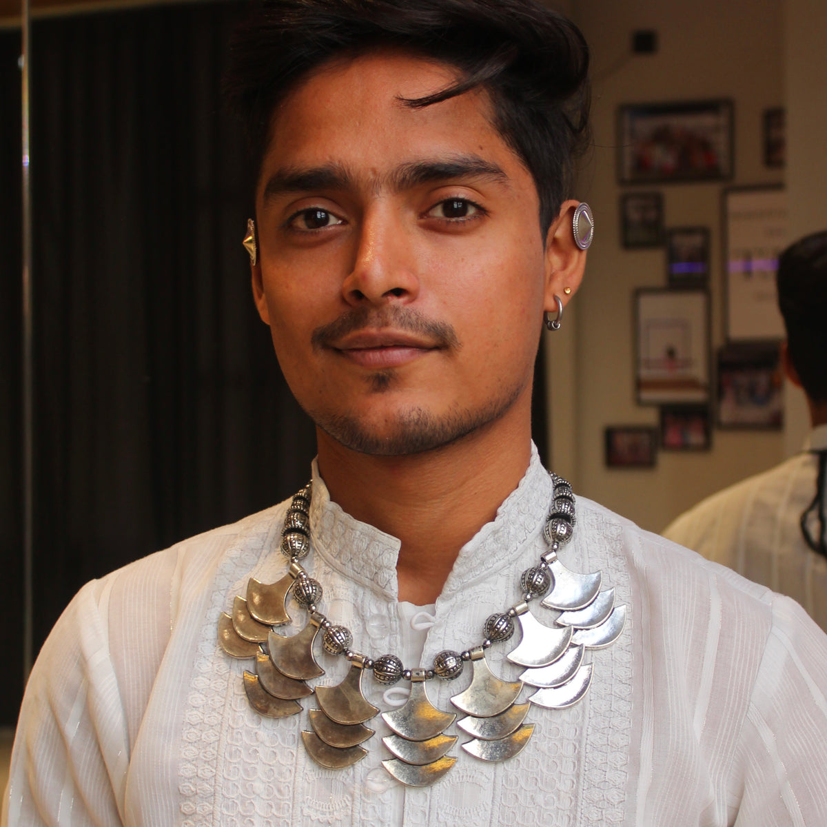 Oxidised Silver Necklace & Earcuff  Set