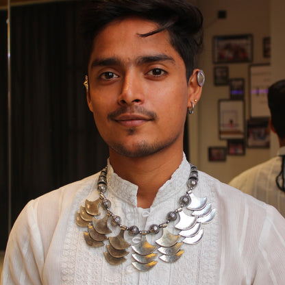Oxidised Silver Necklace & Earcuff  Set