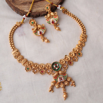 Antique Golden Traditional Necklace Set