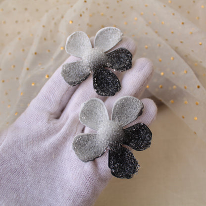Stunning Black & White Big Floral Earrings