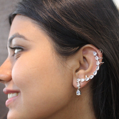 Silver Toned Aurora Drop AD Ear Cuff (Single Piece)