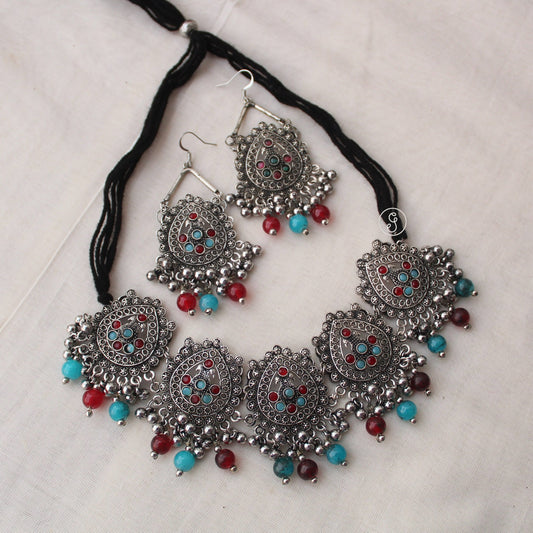 Stunning Oxidised Silver Necklace Set