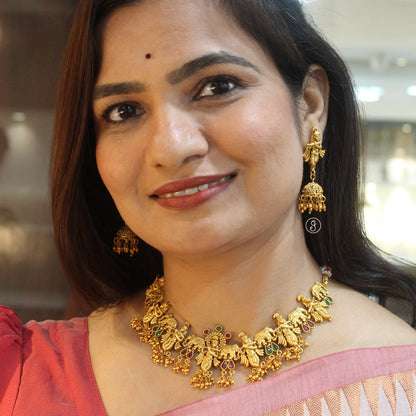 Divine Krishna Motif Temple Necklace Set