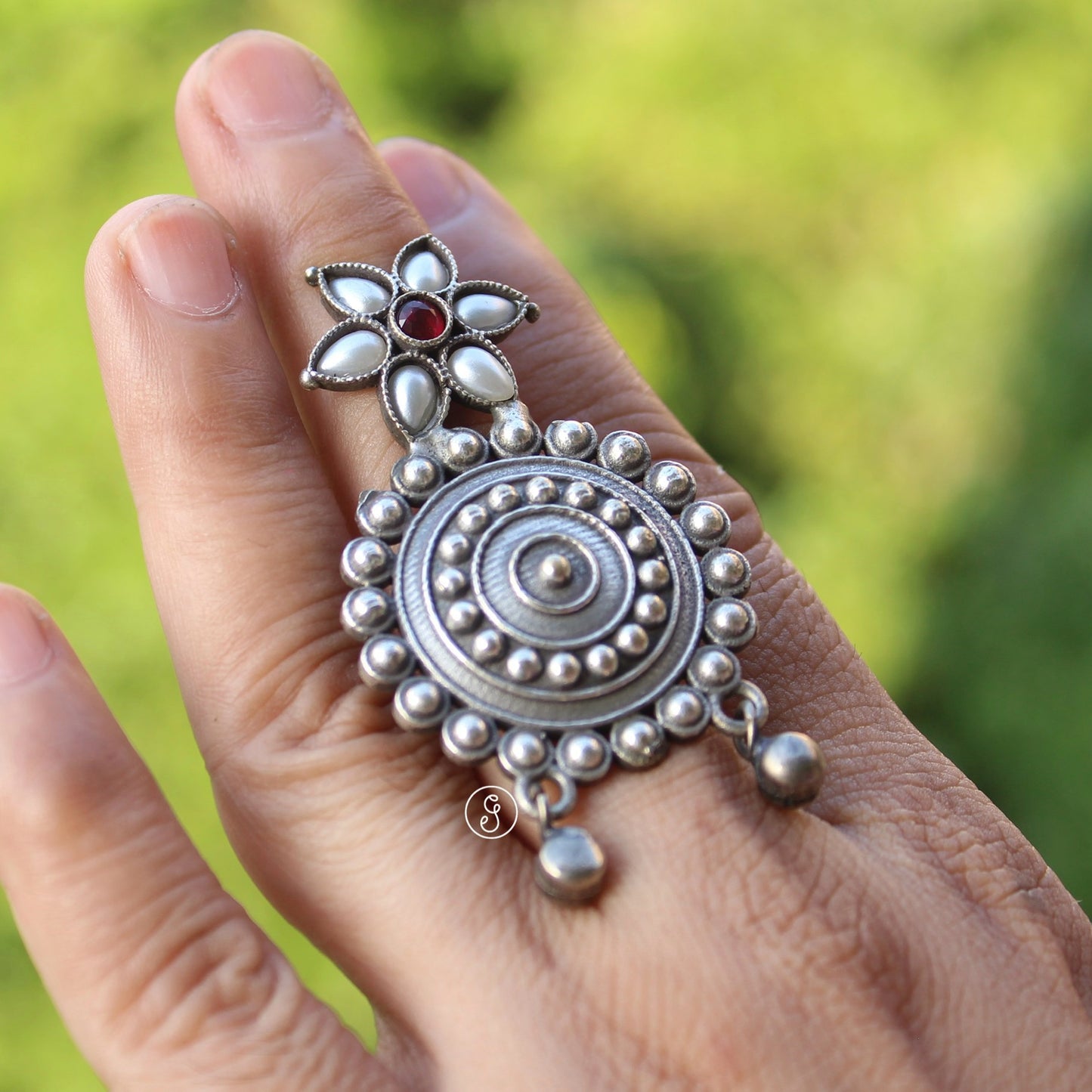 Beautiful Oxidised Silver Adjustable Ring