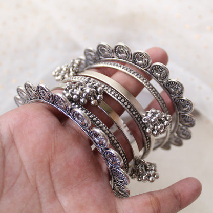 Oxidised Silver Set of Bangles (Size 2.6-2.8)