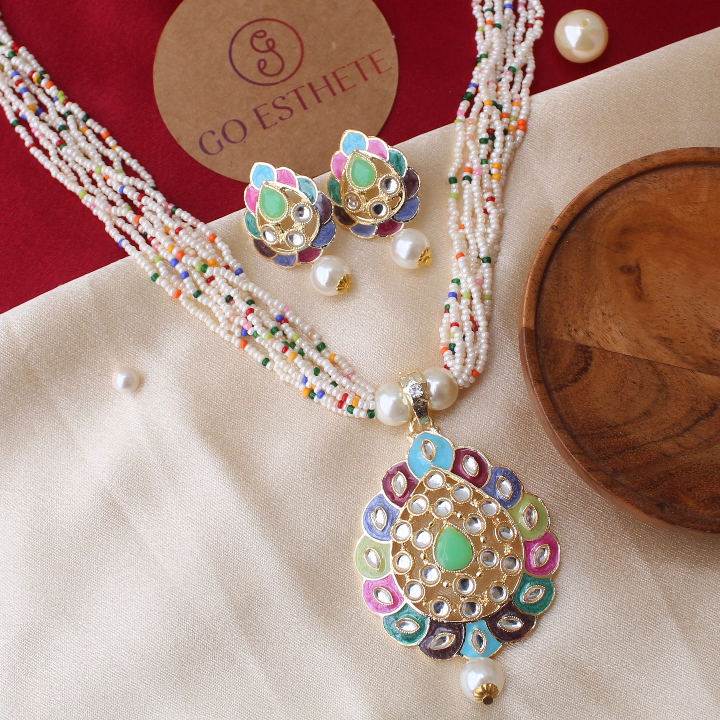 Multicolour Meenakari Long Necklace Set