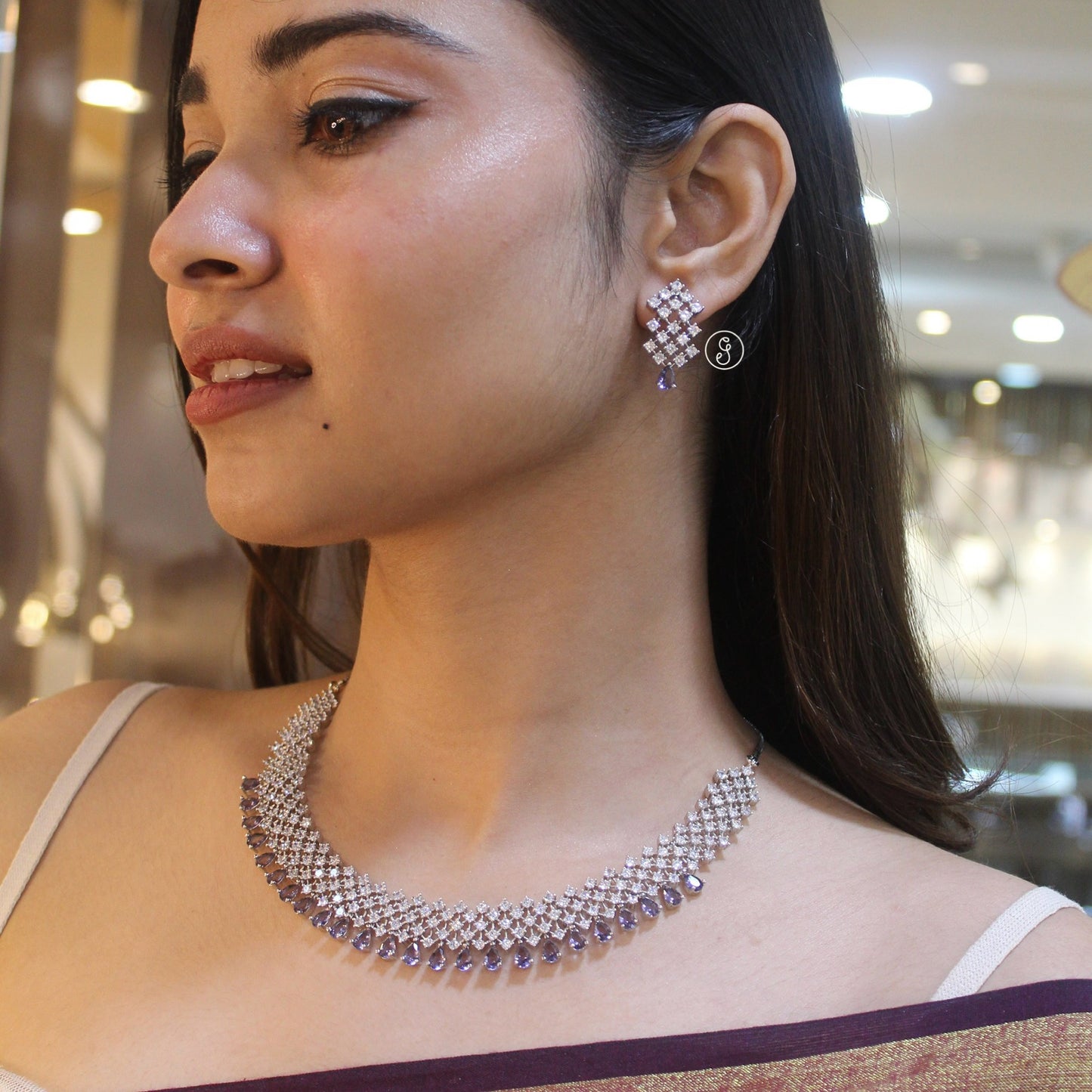 Lavender CZ Diamond Necklace Set