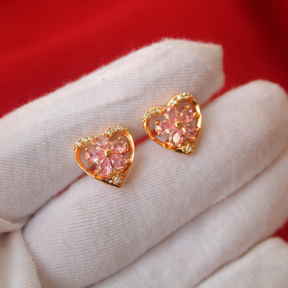 Pretty Pink Diamonds Heart Design Studs