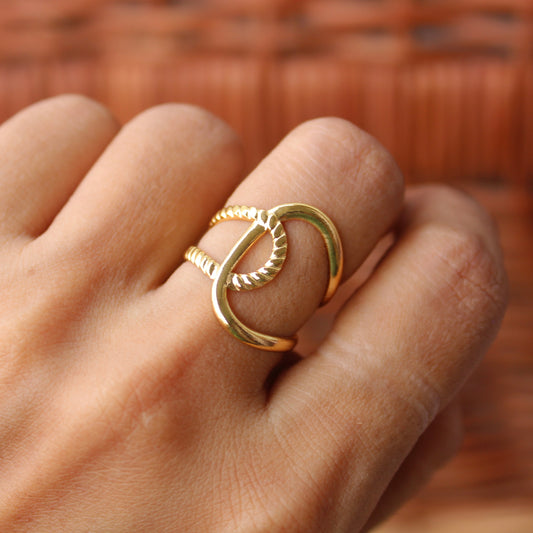 Golden Anti-Tarnish Statement Adjustable Ring