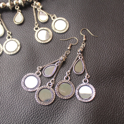 Pretty Mirrors Work Oxidised Necklace Set