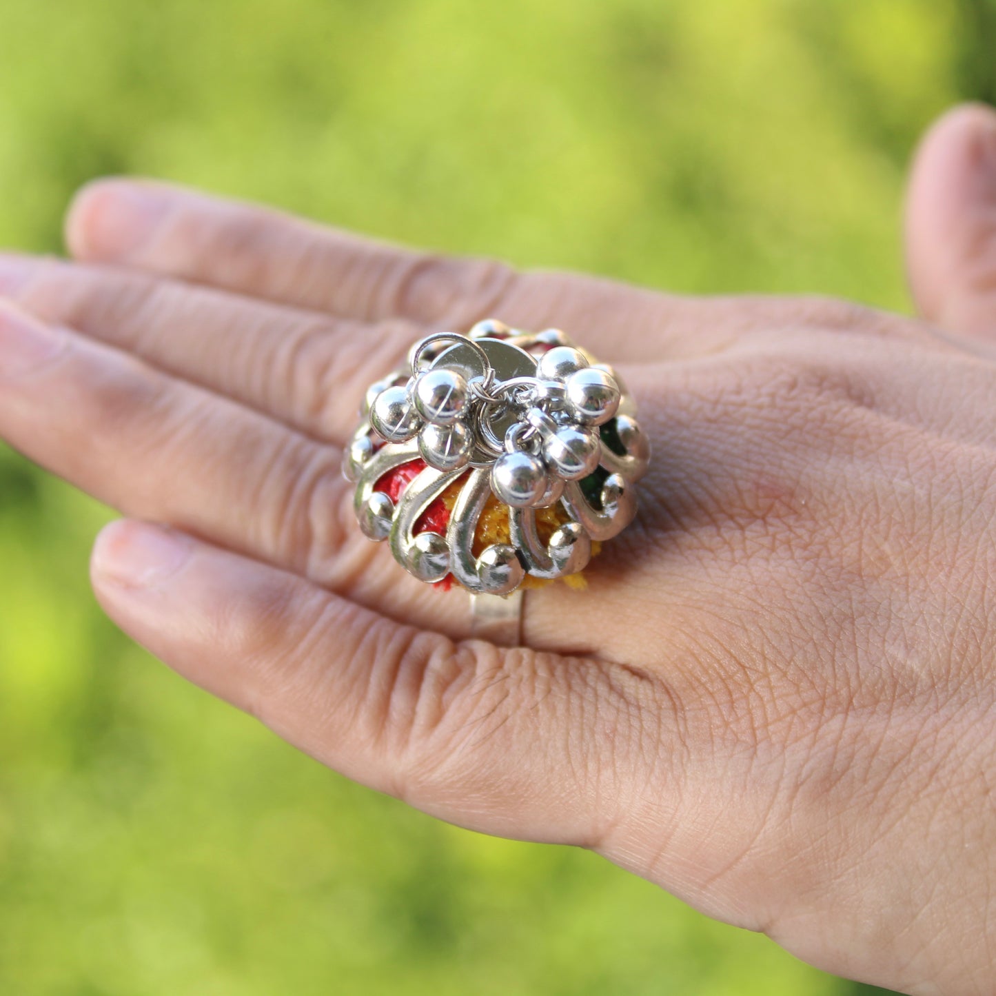 Beautiful Pompom Adjustable Finger Ring