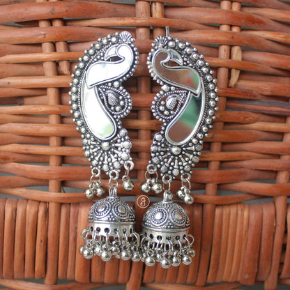 Mirror Work Ear-cuff Jhumki Earrings