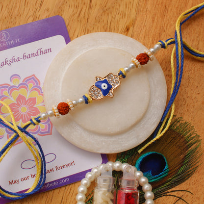 Sparkling Hamsa Hand With Evil Eye Rakhi