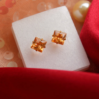 Peachy Golden Diamonds Studs