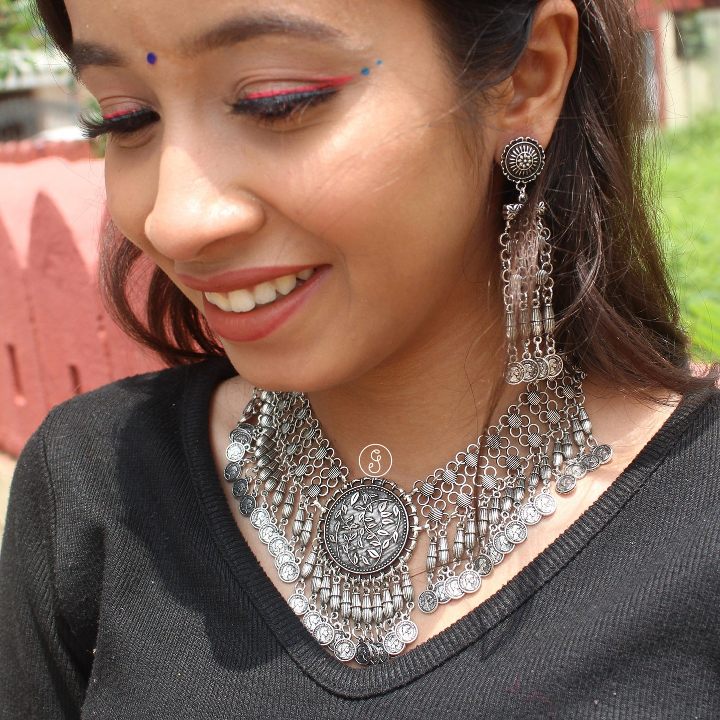 Amazing Afgani Design Oxidised Silver Choker Set