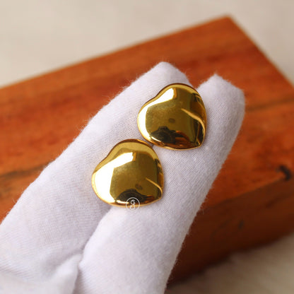 Golden Anti-Tarnish Heart Shaped Earrings