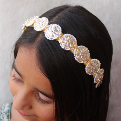 Beautiful Golden Kundan Charms Hairband