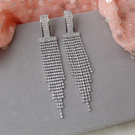 Silver Diamonds Long Yet Lightweight Earrings