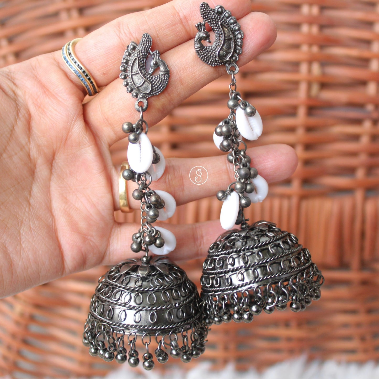 Oxidised Black Long Jhumki Earrings