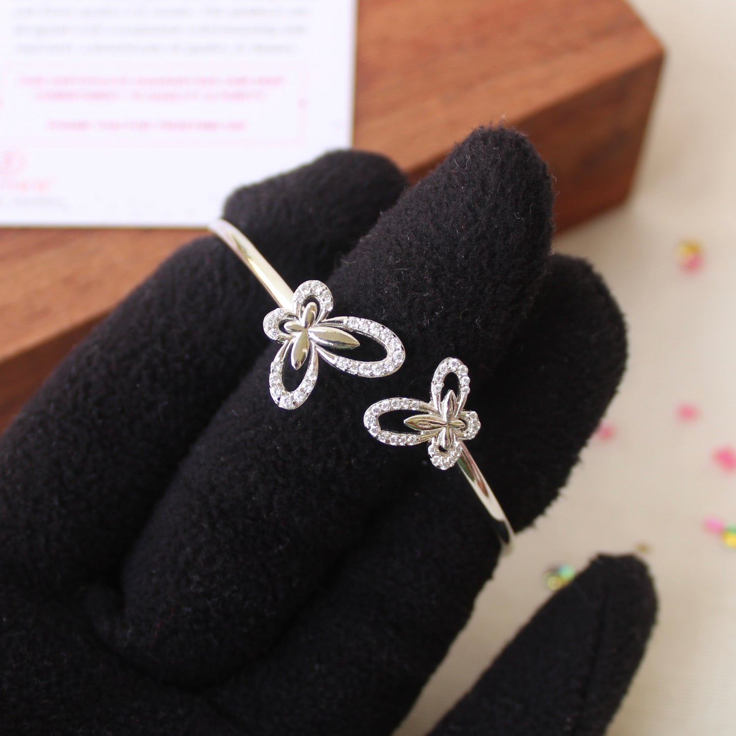 92.5 Pure Silver Butterfly Design Adjustable Bracelet