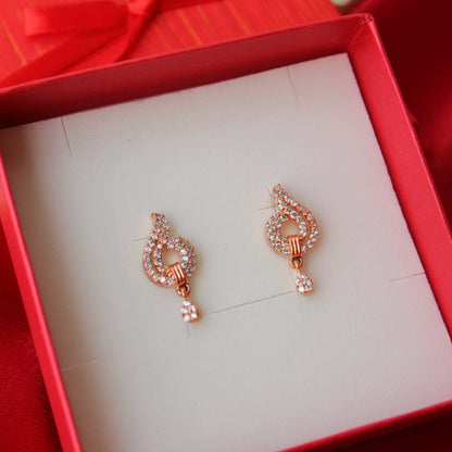 Pretty Rose Gold AD Diamonds Studs
