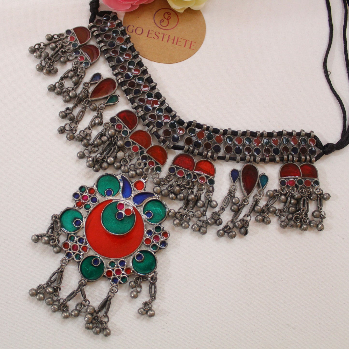 Fabulous Oxidised Silver Afgani Necklace