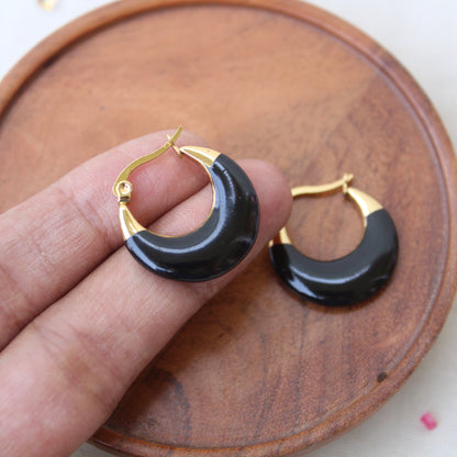 Black Anti-Tarnish Hoops Earrings