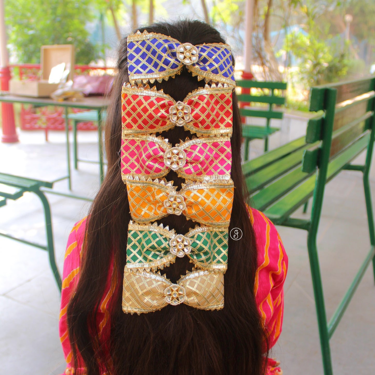 Royal Blue Ethnic Hair Bow Buckle