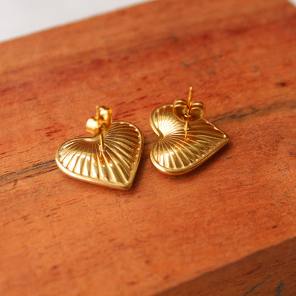 Golden Anti-Tarnish Heart Shaped Studs Earrings