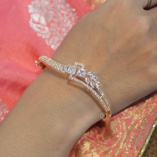 Classy Rose Gold Toned CZ Diamonds Bracelet