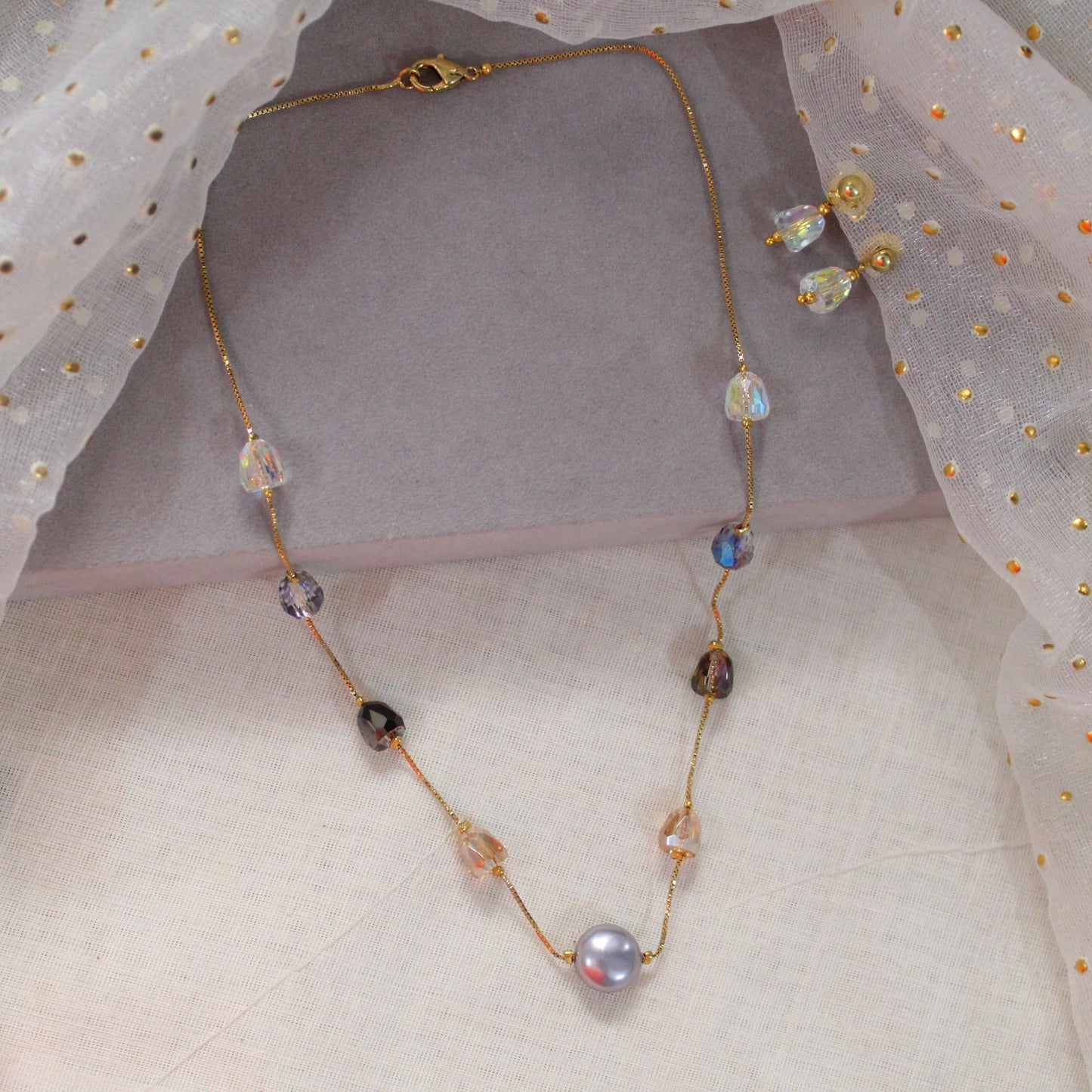 Elegant Gold-Alike Chain & Earrings