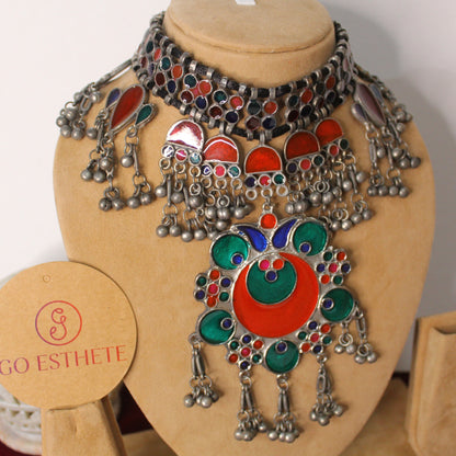 Fabulous Oxidised Silver Afgani Necklace