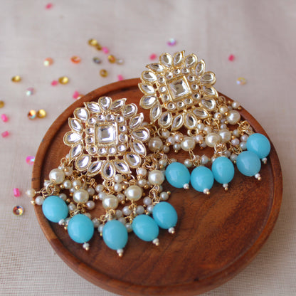 Lovely Golden & Blue Ethnic Earrings