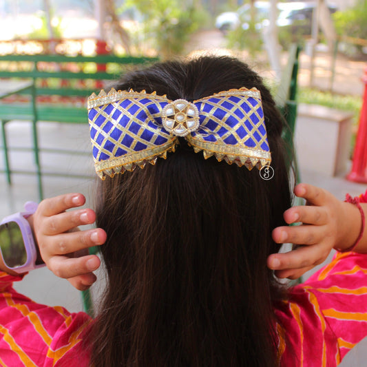 Royal Blue Ethnic Hair Bow Buckle