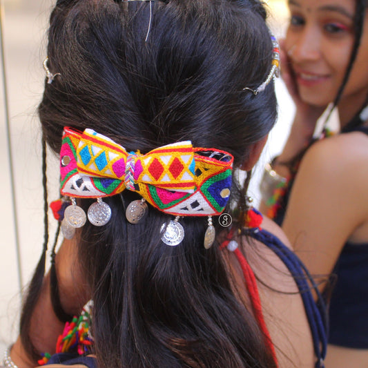 Classic & Colourful Gamthi Style Bow Hair-Clip