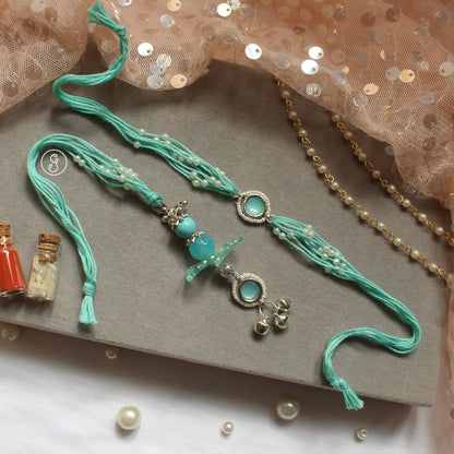Minimal Kundan Bhai & Bhabhi Rakhi with Detachable Charm