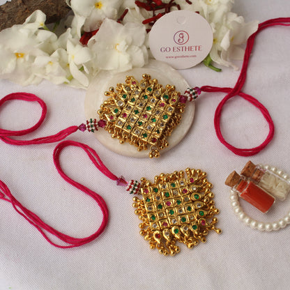 Premium AD Diamonds Rakhi For Bhai-Bhabhi