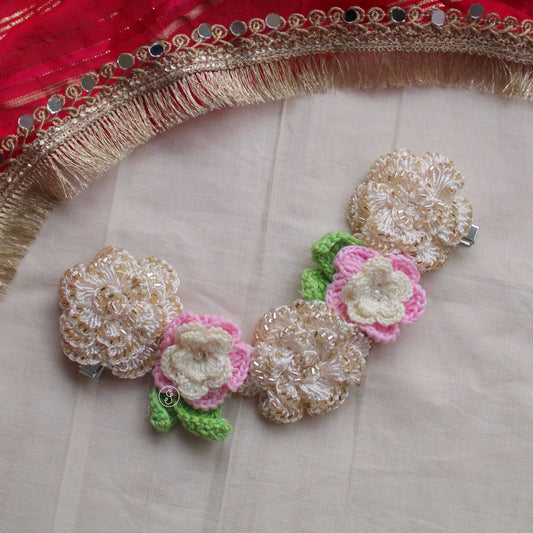 Handcrafted Crochet & Silk Floral Hair Accessory