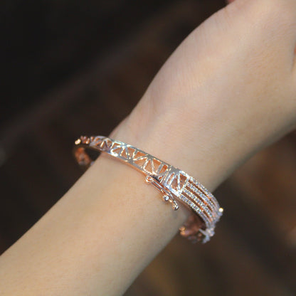 Real diamond lookalike Rose Gold Openable Bracelet