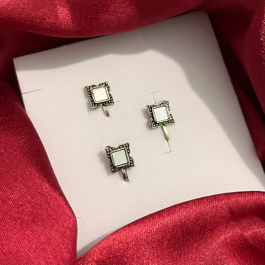 Oxidised Silver Press-on Nose-pins (Set of 3)